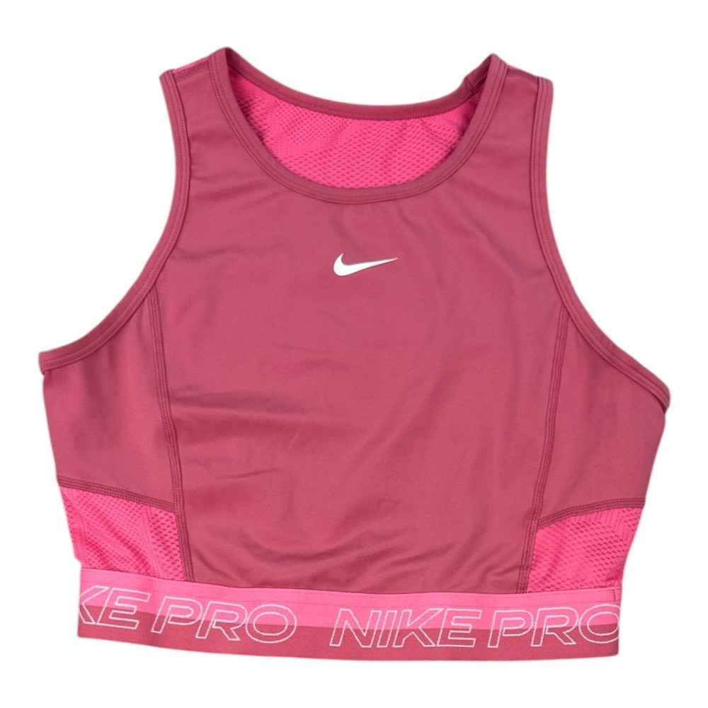 Nike Pro Dri-FIT Cropped Training Tank Top Pink Breathable Mesh XS Athletic Gym
